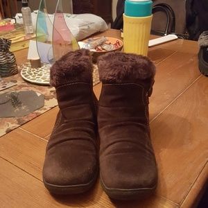 Brown suede Bare Traps ankle high zipper boots